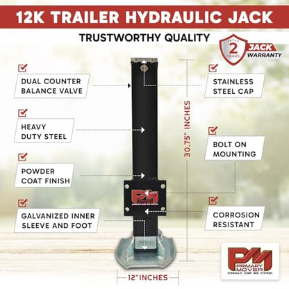 Hydraulic Trailer Jack (12,000 lb) - Power Jack 12K Double Acting, Lift Trailer Jack Stand Kit (12k Jack Bolt On) PFJ-1-MB-ADS-K - style: 12k Jack "Bolt On"