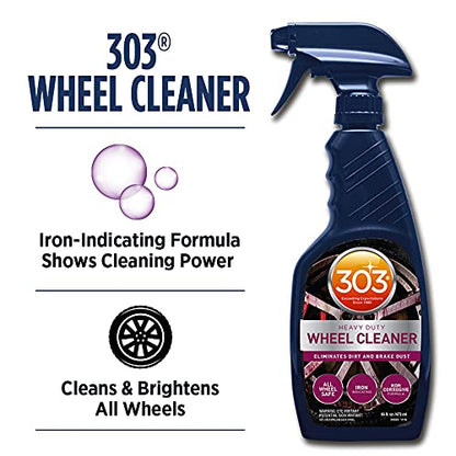 303 Products Heavy Duty Wheel Cleaner - Rim Cleaner for Car - Brake Dust Remover - All Wheel Safe - Iron Indicating Formula - Non Corrosive Formula, 15.5 fl. oz. (30597CSR) Packaging May Vary