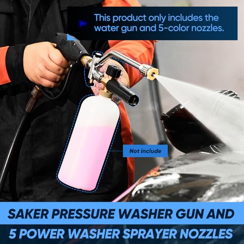 Saker High Pressure Washer Gun with 5 Color Quick Connect Power Washer Sprayer Nozzles,Only Compatible with High-Pressure Water Pipes of M22-14mm Diameter - size: Pressure Washer Gun with 5 Washer Nozzles