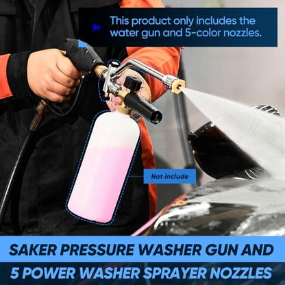 Saker High Pressure Washer Gun with 5 Color Quick Connect Power Washer Sprayer Nozzles,Only Compatible with High-Pressure Water Pipes of M22-14mm Diameter - size: Pressure Washer Gun with 5 Washer Nozzles