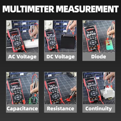 ZT-703S 3 in 1 Handheld Oscilloscope Automotive Dual Channel 50MHz with Digital Multimeter and Signal Generator, 3400mAh for Electronics/Education