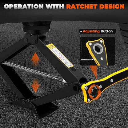 3-Ton Scissor Jack Kit for BMW & MINI with Rubber Jack Pads, Car Spare Tire Repair Tool Kit for BMW with Scissor Jack, Tire Changing Tools for BMW with Telescoping Lug Wrench (17/19/21/23mm)