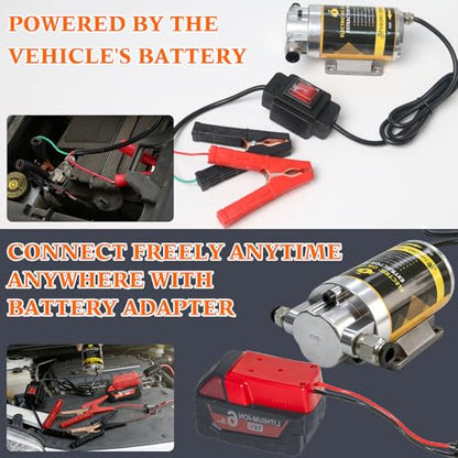 12V/24V 100W Portable Oil Extractor Pump Set, All-in-One Oil Transfer Pump with Red Battery Adapter Compatible with Milwaukee M18 18V Battery, Fluid Transfer for Home Business Farm Boat - color: SET 01+Red battery adapter