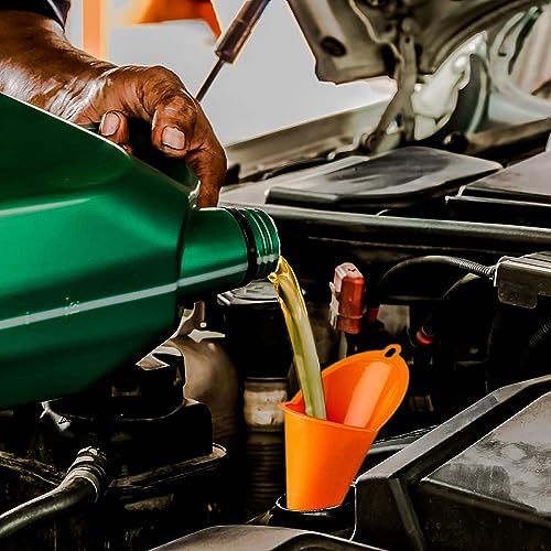 UCS 1123 QuickFill Spill Saver Funnel – Multi-Purpose Long Mouth Fueling Funnel, Wide Opening, Spill-Free Fluid Transfer for Gas, Oil, Coolant & Windshield Washer Fluid – Orange