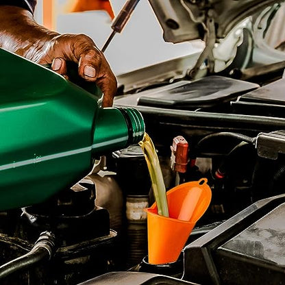 UCS 1123 QuickFill Spill Saver Funnel – Multi-Purpose Long Mouth Fueling Funnel, Wide Opening, Spill-Free Fluid Transfer for Gas, Oil, Coolant & Windshield Washer Fluid – Orange