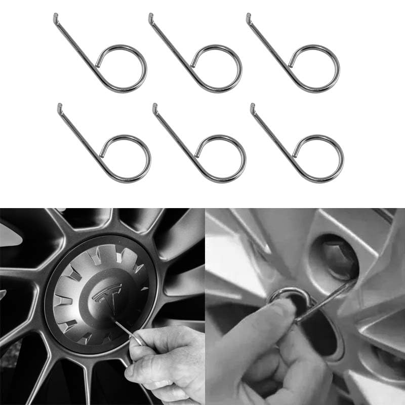 6 Pack Wheel Lug Nut Covers Removal Tool Set Wheel Center Caps Removal Tool Hook Puller for Audi BMW Mercedes Mini Tesla VW Vehicle Rim Hub Caps Wheel Lug Nut Cap Hubcap Lug Nut Covers
