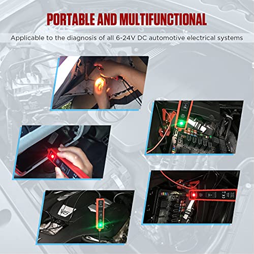 CMTOOL Power Circuit Probe Tester 6V-24V DC Test Light, Automotive Circuit Tester Car Short Finder, Component Activation, Polarity Identify, Overload Protection