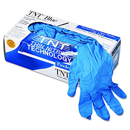 Ansell Touch n Tuff 92-675 Disposable Nitrile Gloves Chemical Protection, Latex-Free, Powder-Free Glove for Food Preparation, Mechanics or DIY Applications, Blue, Size Medium, Case of 100 Units