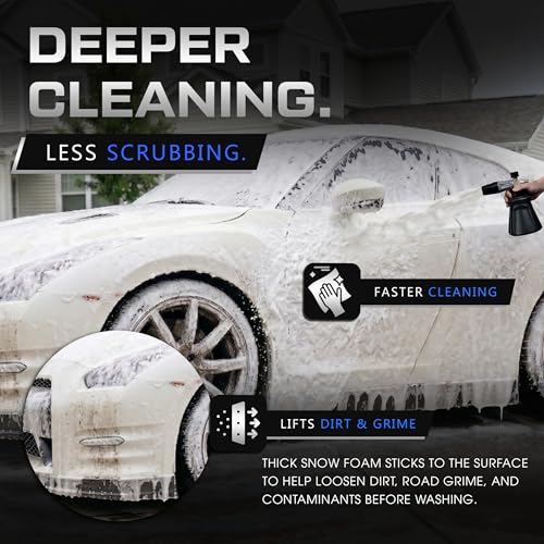 Foam Cannon for Pressure Washer - Wide Mouth Snow Foam Gun - Leak Proof Design & Adjustable Sprayer - 1 Liter Bottle with ¼” Quick Connect - Sprays Thick Suds for Quick Cleaning