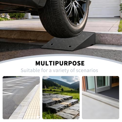 Rubber Curb Ramps for Driveway Sidewalks Shed Entry, 5.9 Inch Rise Height 2 Pack 19.68" L x 19.68" Threshold Ramp for Cars, Motorcycles, Lawn Mowers, 7000lbs Load Capacity - size: 5.9"*19.69"*19.69"