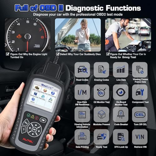Autel MaxiLink ML519 OBD2 Scanner, New Ver. of AL519, Enhanced Mode 6 Car Code Reader, Check Engine Light Read/Erase Fault Code Car Diagnostic Tool, One-Click Smong Check, DTC Lookup, Up of AL319 - style: ML519