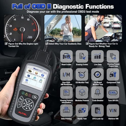 Autel MaxiLink ML519 OBD2 Scanner, New Ver. of AL519, Enhanced Mode 6 Car Code Reader, Check Engine Light Read/Erase Fault Code Car Diagnostic Tool, One-Click Smong Check, DTC Lookup, Up of AL319 - style: ML519