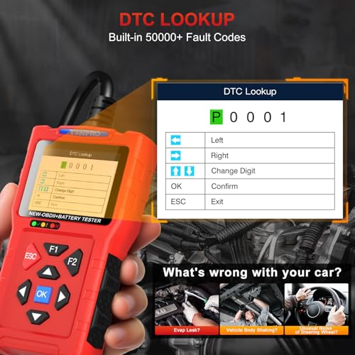 TopDiag T300PRO Car Code Reader & 12V/24V Battery Tester, Automotive Scan Tool for Check Engine Light, Live Data, and Car Battery Health Analyzer for DIYer - color: T300PRO-RED