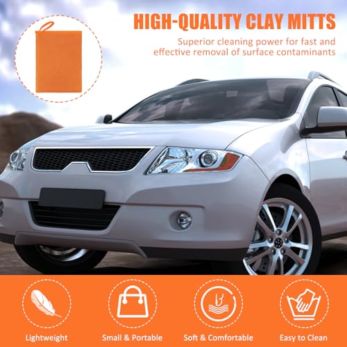 Windspeed 2Pack Clay Mitt, Microfiber Clay Bar Towel for Car Detailing, Medium Grade Bar Glove Auto Detailing (Orange) - color: Orange