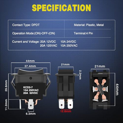 Nilight RET EXT Reverse Polarity Toggle Switches 2PCS On Off On DPDT 3 Position 12VDC Motor Control Power Jack Leveling Momentary DPDT 4Pin 20A Switch w/Jumper Wire for Tongue Trailer - color: 2PCS Momentary EXT RET Switch