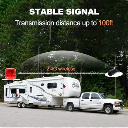 NeaLia CD28 Magnetic Wireless Trailer Lights, Rechargeable Tow Light Kit | IP67 Waterproof, Brake/Turn/Running Signal for Truck, RV, Camper, Boat, Caravan - color: Red