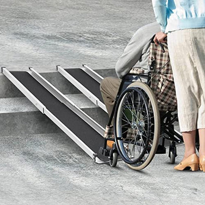 gardhom 1Pair Wheelchair Ramp 6FT Telescopic Ramps for Wheelchairs 600lbs Capacity Portable Wheelchair Ramps for Steps Home Threshold Doorways Steps Stairs with Carrying Bag - size: 6FT(can be used as 3.5FT or 6FT)