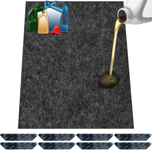 ToLanbbt Garage Floor Mat 4' x 8', Oil Spill Mat for Under Car Driveway Oil Drip Pad with 8P Tapes, Waterproof Backing, Leak Absorbent, Reusable, Washable, Protect Garage Floor (1P, Dark Gray) - size: 4'x8'