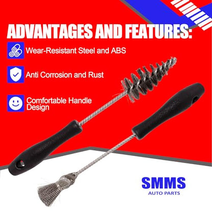 SMMS 2PCS Injector Sleeve Cup Bore Seat Cleaning Brush Kit for Ford Powerstroke 7.3L 6.0L 6.4L 6.7L 1994-2018, Caterpillar(CAT) 3126 C7 C9 Navistar, Replaces OE AP0084 AP0085 3252