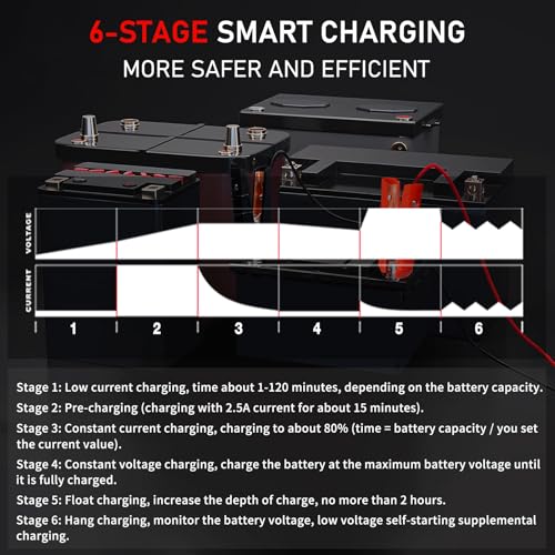 LVYUAN 30Amp Smart Car Battery Charger, 12V/24V Automotive Charger, Lead-Acid Battery, LiFePO4 Battery Maintainer with LCD Display, Trickle Charger, for Lawn Mower, Motorcycle, AGM, STD, Gel, EFB,etc