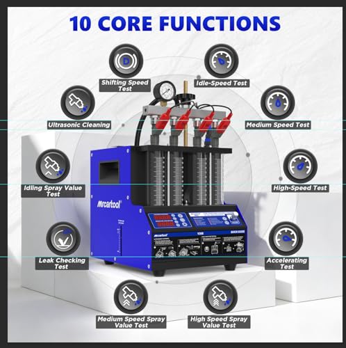 V308 Fuel Injector Cleaner Tester Machine Pulse Cleaning Gasoline Injectors | Heated Ultrasonic Cleaning,Tests Leakage,Uniformity,Atomization Tightness,Injection Volume, Fits Cars & Motorcycles - size: V308