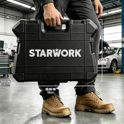 STARWORK TRUE MECHANIC 153-Piece 1/4", 3/8", 1/2" Drive Master Impact Socket Set, Professional, SAE/Metric