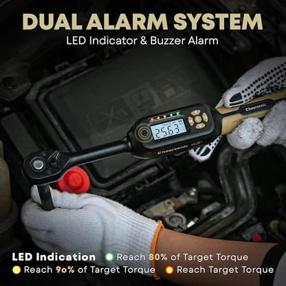 Digital Torque Wrench 3/8 Drive, 5.0-99.6 ft.lb ±1% Accuracy Electronic Torque Wrench Set with Buzzer and LED Inch Pound Torque Wrench with Spark Plug Socket for Car Repair Automobile Desert Tan - size: 3/8 Drive 5.0-99.6 ft.lb