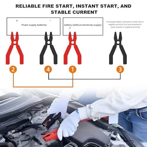 2 PCS Jumper Cables for Car Battery, 10 Gauge 10Feet Automotive Booster Cables with Carrying Bag, Heavy Duty Alligator Clips Cable for Jump Starting Dead or Weak Batteries
