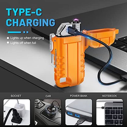 Lafagiet USB C Rechargeable Lighter, 360° Flexible Neck, Wind & Water Proof, Electric Arc Lighters for Candle, Camping - color: F37-or