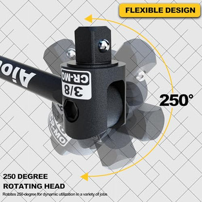 3/8" Drive 17.5 Inch Breaker Bar, Heavy Duty Head, Premium Chromium-Molybdenum Steel, Laser Etched Marking, for Grip and Break Loose Tight Bolts, Nuts - size: 3/8" Drive 17.5-Inch