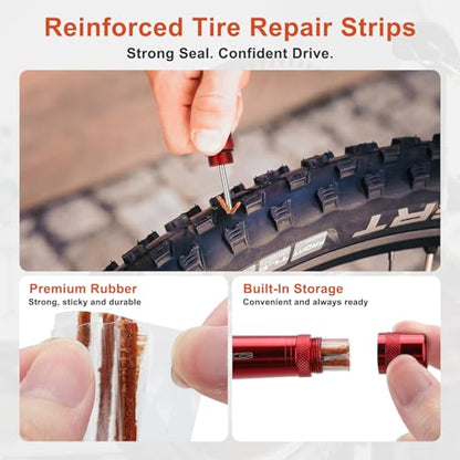Linkstyle Tubeless Bike Repair Kit: Portable Tubeless Tire Plug Tool with Valve Core Tool for Emergency Mountain Road Gravel Bike Tire Puncture Repair | Quick Tubeless Tire Repair Without Wheel Removal