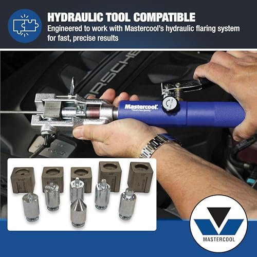Mastercool 71098 37° Flaring & Double Flaring Adapter Set – Hydraulic Tool Compatible – For Automotive, Racing, Hydraulic & HVAC Applications (3/16” to 1/2”)