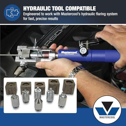 Mastercool 71098 37° Flaring & Double Flaring Adapter Set – Hydraulic Tool Compatible – For Automotive, Racing, Hydraulic & HVAC Applications (3/16” to 1/2”)