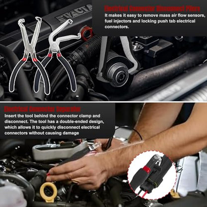 3PCS Electrical Disconnect Pliers, Electrical Disconnect Pliers for Cars,Electrical Connector Separator, 37960, 37980,Automotive Fuel Line Disconnect Tools, Push Tab Plugs Style - style: Straight+60 Degree Pliers+Separator