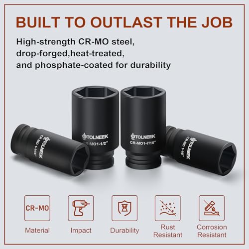 3/4" Impact Socket Set, 22PCS 6-Point SAE (3/4" to 2"), Cr-Mo, with Adapters, Quick Release Ratchet, Extension Bar & Storage Case - size: 22-Piece 3/4" Drive Impact Socket Set SAE