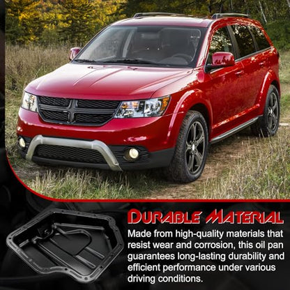 Lower Engine Oil Pan Sump with Drain Plug, Compatible with Dodge Grand Caravan 2011-2020, Journey 2011-2019, Avenger 2011-2014 ＆ Chrysler Town & Country 200 ＆ Ram C/V, ProMaster 1500/2500/3500, 3.6L