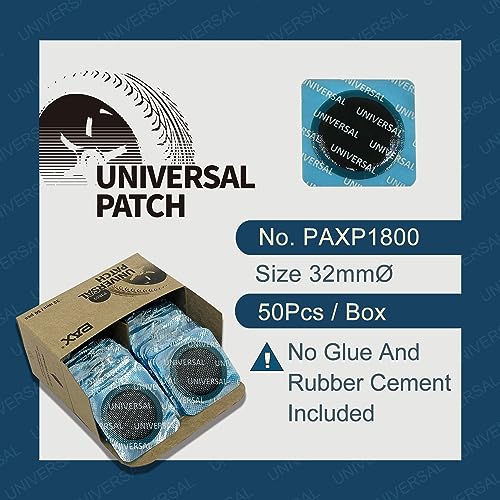PAX 50 Pcs 32mm Round Universal Tube and Tire Repair Patches, for Radial and Bias Tires, Motorcycle, Automobile, Truck, Agricultural Vehicles, BMX, ATVs, River Floating, Inflatable Rubber - size: 32mm