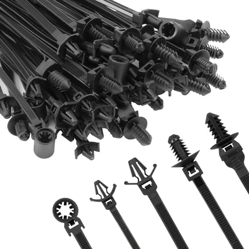 Armpow 330 PCS Automotive Installation Black Push Mount Cable Zip Ties Assorted Sizes, Heavy Duty Self-Locking UV Resistant Wire Ties - For Indoor Wire Bundling, Construction, Automotive - size: 330 PCS