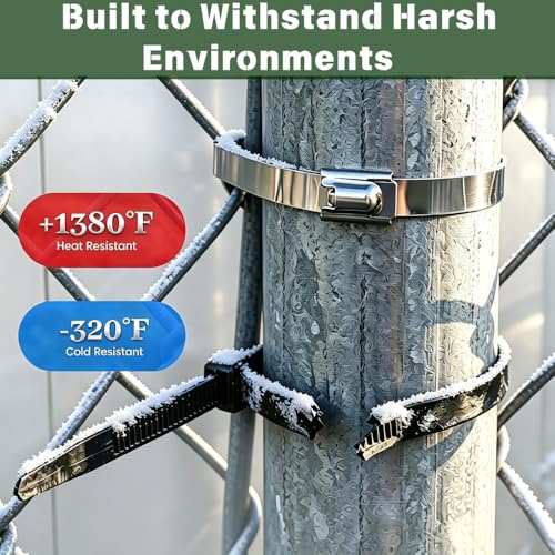 155PCS Heavy Duty 304 Stainless Steel Cable Tie Gun Kit, Includes 150PCS Metal Zip Ties(3 Sizes), Self-Locking, UV & Corrosion Resistant, for Fence, Exhaust Pipe, Chicken Coop, Farm Use (Red)