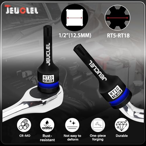 RT10 Spline Bit Socket, 1/2" Drive Spline Hex 6 Point Impact Socket | 3-Inch, Cr-Mo Steel, Lengthen Screwdriver Adapter for Electric Ratchet Wrenches, Fastening Screws, Socket Wrench, Head Drill - size: RT10