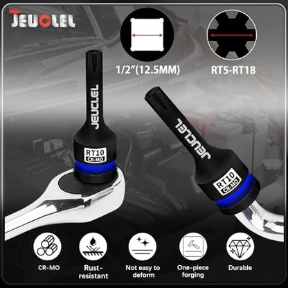 RT10 Spline Bit Socket, 1/2" Drive Spline Hex 6 Point Impact Socket | 3-Inch, Cr-Mo Steel, Lengthen Screwdriver Adapter for Electric Ratchet Wrenches, Fastening Screws, Socket Wrench, Head Drill - size: RT10