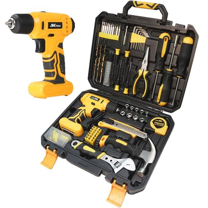 Drill Set, Tool Kit with 8V Power Cordless Drill, Household Repair Tool for Men Women, 154 Piece for Home, Car, Garage, Portable Toolbox Storage Case
