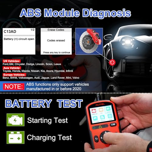 Autel AL549 OBD2 Scanner Code Reader with ABS Diagnostic & Battery Test, Enhanced Check and Reset Engine Fault Code, Live Data, Freeze Frame, CAN Car Diagnostic Scan Tool for All OBDII Car After 1996