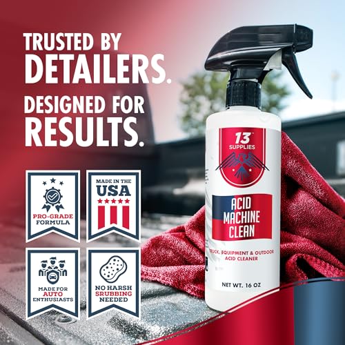 Heavy Duty Wheel Cleaner and Water Spot Remover for Cars, 16 oz | Oil Film Remover, Acid Machine Cleaner, For Car Paint, Glass, and Metal, Multi-Purpose Hard Water Stain Remover