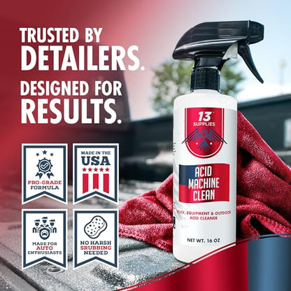Heavy Duty Wheel Cleaner and Water Spot Remover for Cars, 16 oz | Oil Film Remover, Acid Machine Cleaner, For Car Paint, Glass, and Metal, Multi-Purpose Hard Water Stain Remover