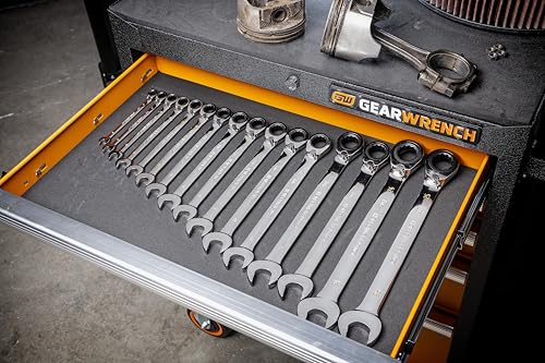 GEARWRENCH 16 Piece 90-Tooth 12 Point Metric Reversible Ratcheting Wrench Set | 86629 - style: 16 Pc Metric