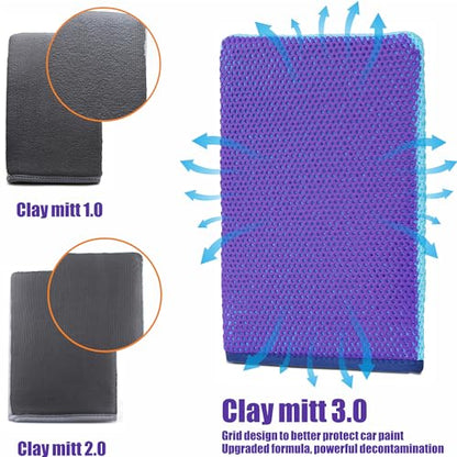 Auto Detailing Clay Bar Mitt, Detailing Clay Mitt for Paint, Glass, Wheels, Car’s Paint Claying, Paint Prep for Wax, Polish and Sealant (8.7in. x 5.7in, Purple)