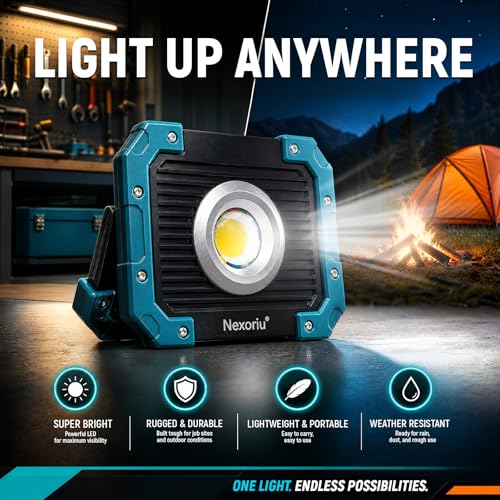 Hands-Free Magnetic LED Work Light Rechargeable, 1200LM Super Bright Light | IP66 Waterproof COB Mechanics Light with Strong Magnet & 180° Stand for Car Repair, Garage, Job Site & Power Outage