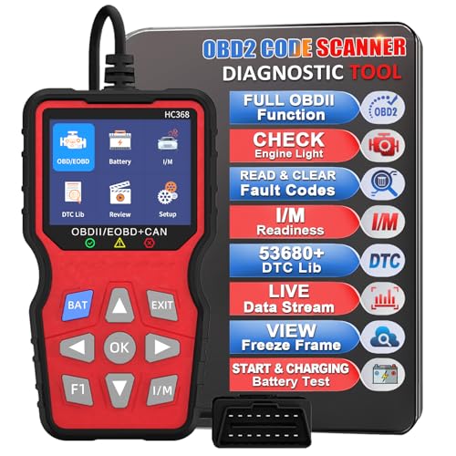OBD2 Scanner Professional, Car Diagnostic Tool with Live Data & Battery Tester – Works for BMW, Audi, Mercedes, VW & All Cars 10 Modes, Check Engine Light Reader, Oil Reset, Smog Test