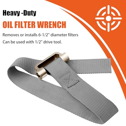 Heavy Duty Strap Filter Wrench for Oil Filter Removal - Universal Tool Fits Objects up to 6.5 Inches in Diameter - Model 60200